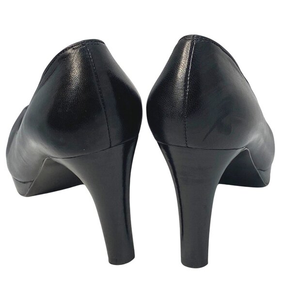 Stuart Weitzman Black Leather Peep Open Toe High Heel Luxury Pumps Size 7.5M - Picture 8 of 13
